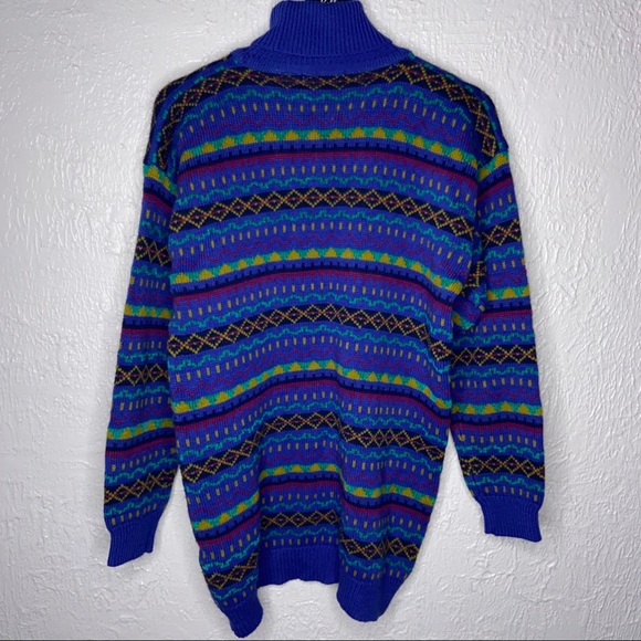 Vintage 90’s Patterned Turtle Neck Sweater Top - Picture 3 of 5